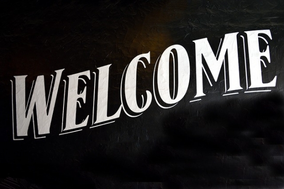 Illustration med texten "Welcome".
